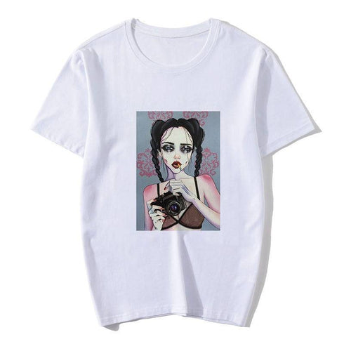 Devil Print Ladies Short Sleeve Top T-Shirt Loose