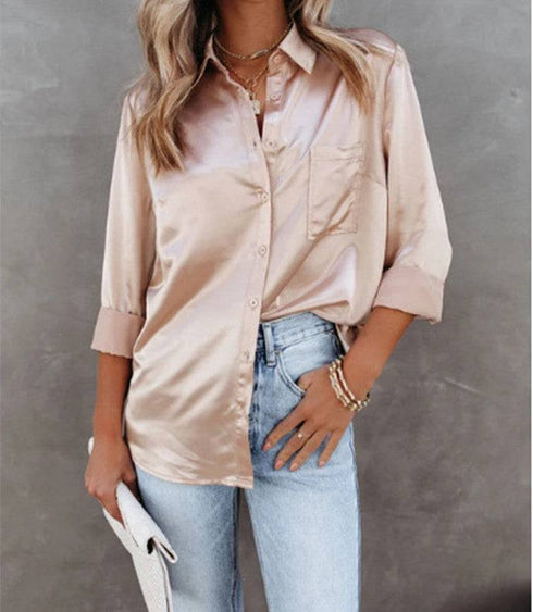 Solid Color Long-sleeved Temperament Women's Shirt