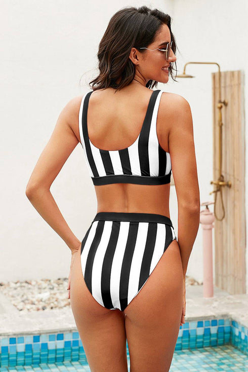 Striped Tank High Waist Bikini - EsaModa