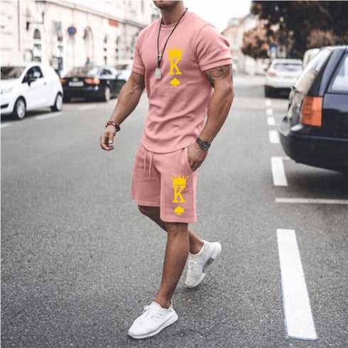 Men's Sports Casual Simple Fashion Short-sleeved Two-piece Suit