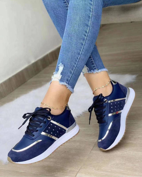 Women's Oversized Thick Soled Color-blocking Casual Low-top Sneakers