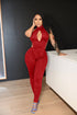 Women's Fashion Solid Color Backless Two-piece Suit