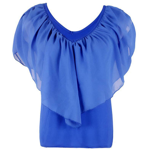 Chiffon Bat Sleeve Stitching T-Shirt Top
