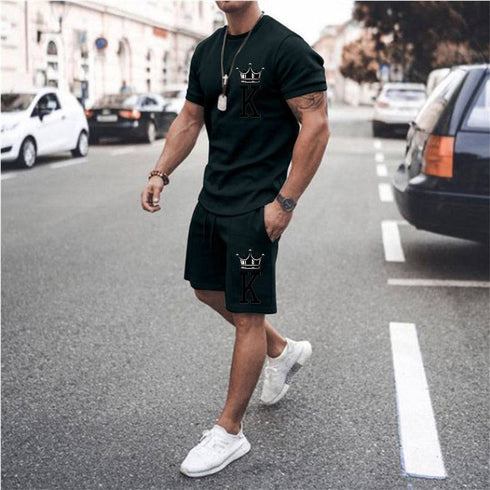 Men's Sports Casual Simple Fashion Short-sleeved Two-piece Suit