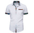 Men's Print Stitching Design Short Sleeve Button Shirt