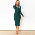 Women's Long Sleeve V-Neck Slim Dress