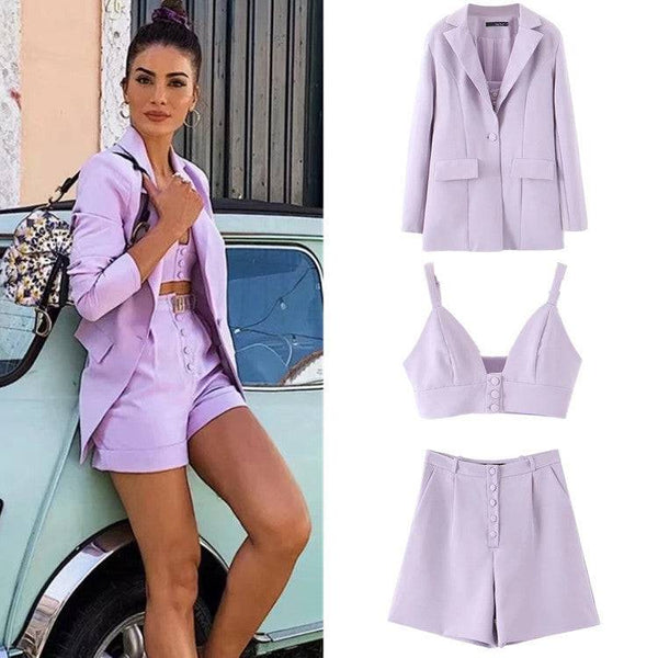 Women's Purple three-piece Suit with Jacket