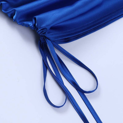 Women's Metal Ring Chain Satin Halter Top