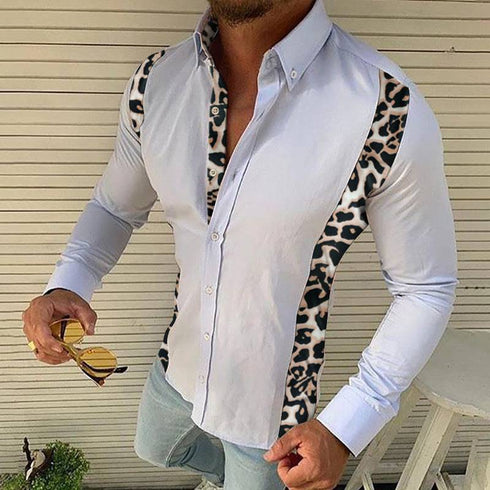 Men's Summer Casual Slim Fashion Long-sleeved Printed Plaid Shirt