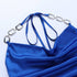 Women's Metal Ring Chain Satin Halter Top