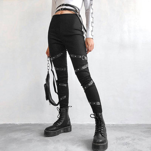 Women's Push Up Black Gothic Leggings