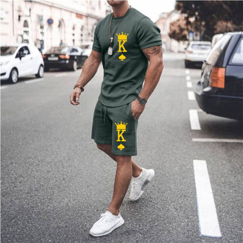 Men's Sports Casual Simple Fashion Short-sleeved Two-piece Suit