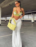Women's Solid Color Low-waist Pleated Lace-up Hip-type Wide-leg Pants