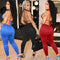 Women's Fashion Solid Color Backless Two-piece Suit