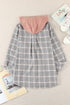 Plaid Drawstring Hooded Shirt Jacket