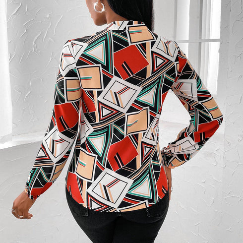 Women's Early Spring Temperament Commuter Red Chiffon Top
