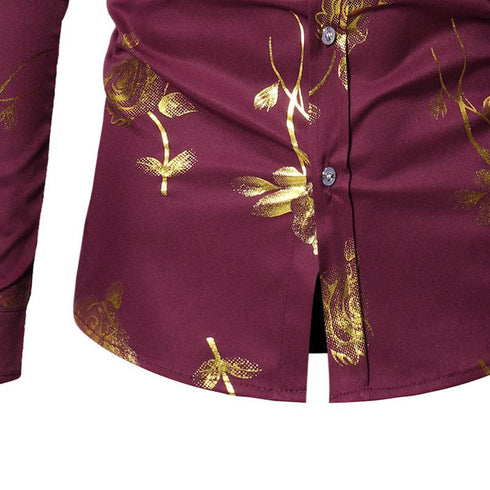 Men's bronzing long-sleeved shirt