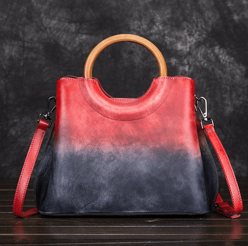 Leather Handbags Hand-Painted Suede Leather Retro