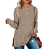 Long Sleeve Round Neck Multicolor Split Top Loose Leisure Pullover T-shirt