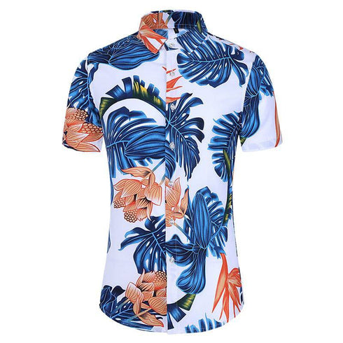 Men's Ethnic Style Floral Casual Men's Short Shirt