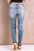 Splatter Distressed Acid Wash Jeans with Pockets