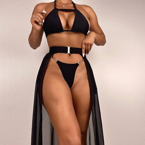 Women's Fashion Casual Solid Color Split Three-piece Suit