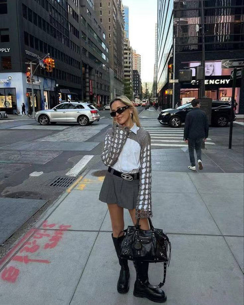 Knitted Design Hollow Long Sleeve Top