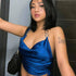Women's Metal Ring Chain Satin Halter Top