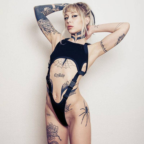 Ladies New Irregular School Bag Buckle Jumpsuit