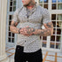 Men's Summer Slim Fashion Stretch 3D Printing Lapel Short Sleeves