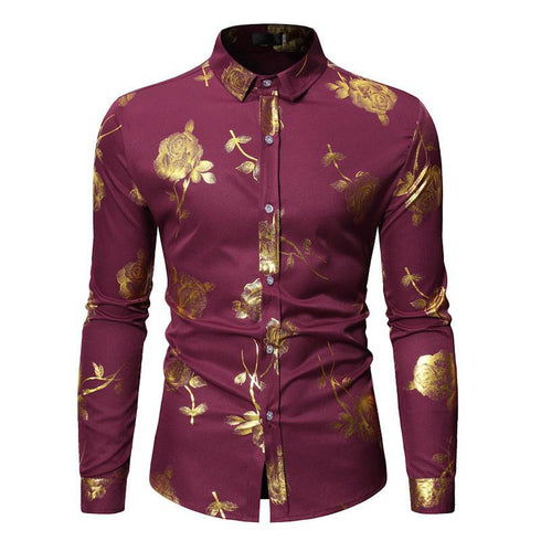 Men's bronzing long-sleeved shirt