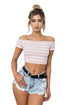 Women's Short Sleeved Striped Shoulder Pits Fashion Top