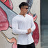 Men's Solid V-Shaped Crew Neck Long Sleeve T-Shirt