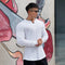 Men's Solid V-Shaped Crew Neck Long Sleeve T-Shirt