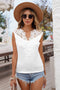 Split Neck Crochet Patchwork Tank Top - EsaModa