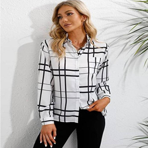 Women's Shirt Striped Print Single Breasted