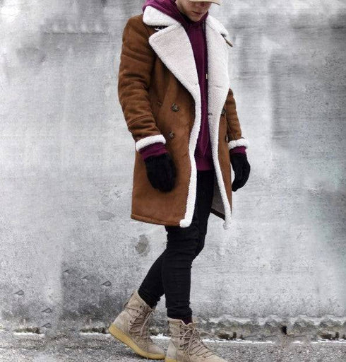 Winter Polar Fleece Laminated Suede Men's Thermal Jacket