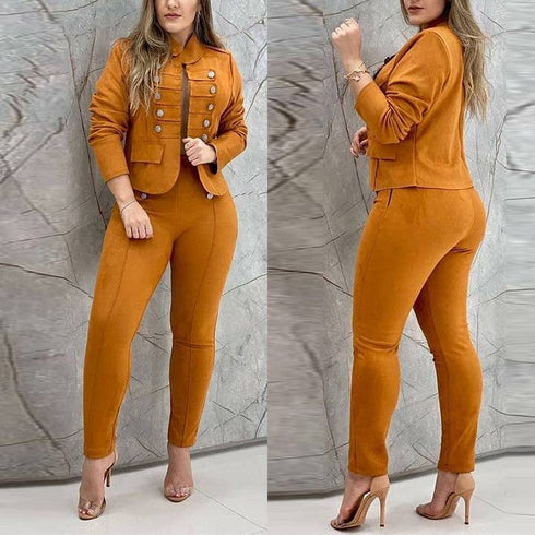 Women's Fashion Double Breasted Commuter Top and Pant