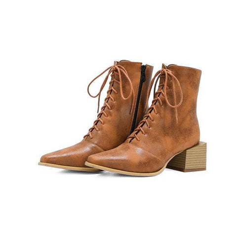 Martin Boots Women Thick Heel Pointed Toe Zipper