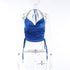 Women's Metal Ring Chain Satin Halter Top