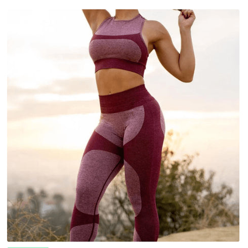 Four-needle Hip-lifting Elastic High-waist Leggings Suit