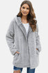 Button Front Hooded Teddy Coat - EsaModa