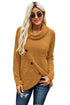 Button Wrap Turtleneck Sweater - EsaModa