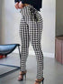 Women's Houndstooth Waist Side Eyelet Tights Leggings