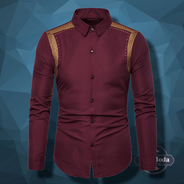 Men's Shirt with Gold Fabric Design