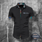 Men's Print Stitching Design Short Sleeve Button Shirt