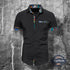 Men's Print Stitching Design Short Sleeve Button Shirt
