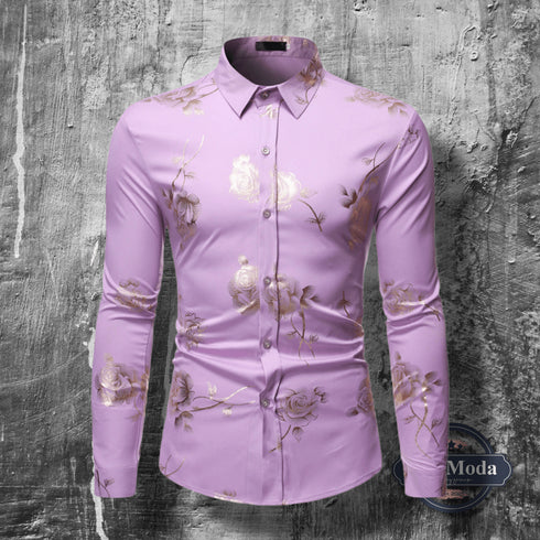 Men's bronzing long-sleeved shirt