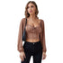 Lantern Sleeves Top Drawstring Knit Long Sleeves With Wooden Ears