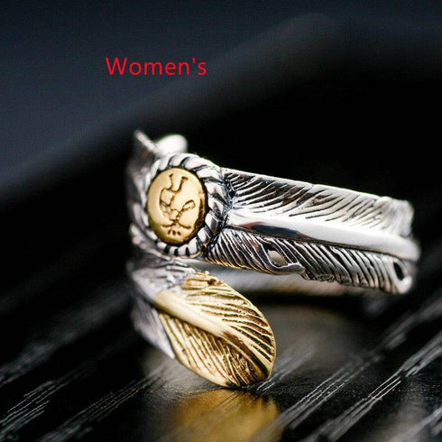 Vintage Thai Silver Male Indian Feather Arrow Ring